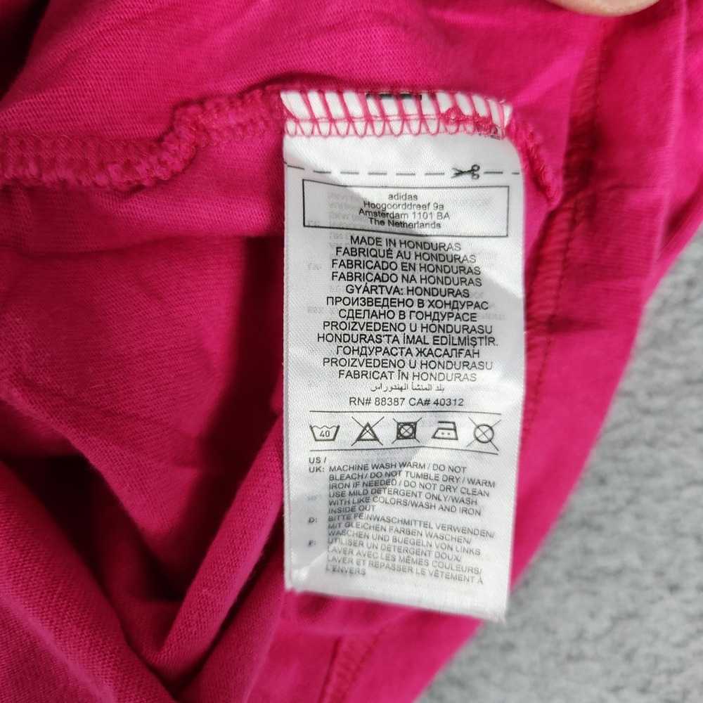 Adidas T-Shirt Womens 2X Pink Graphic Logo Crew Neck Athletic Short Sleeve Tee - Picture 7 of 8